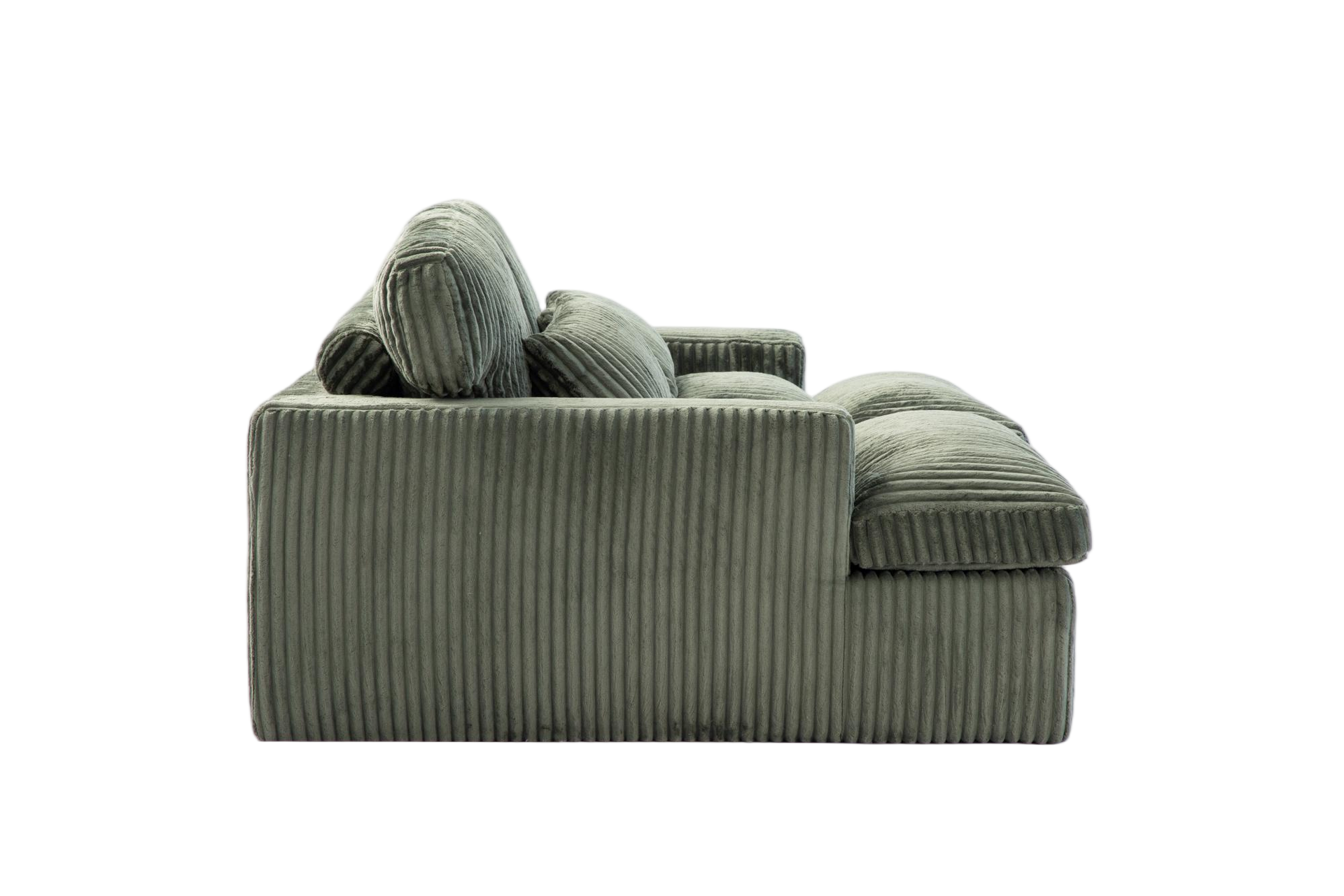 Double Chaise Lounge Chair Indoor,Oversized Upholstered Sleeper Cloud Couch,Deep Seat Luxury Sofa Bed,Sectional Sofa Chaise Love-seat,Corduroy Reading Chair for Living Room,No Assembly Required,Green