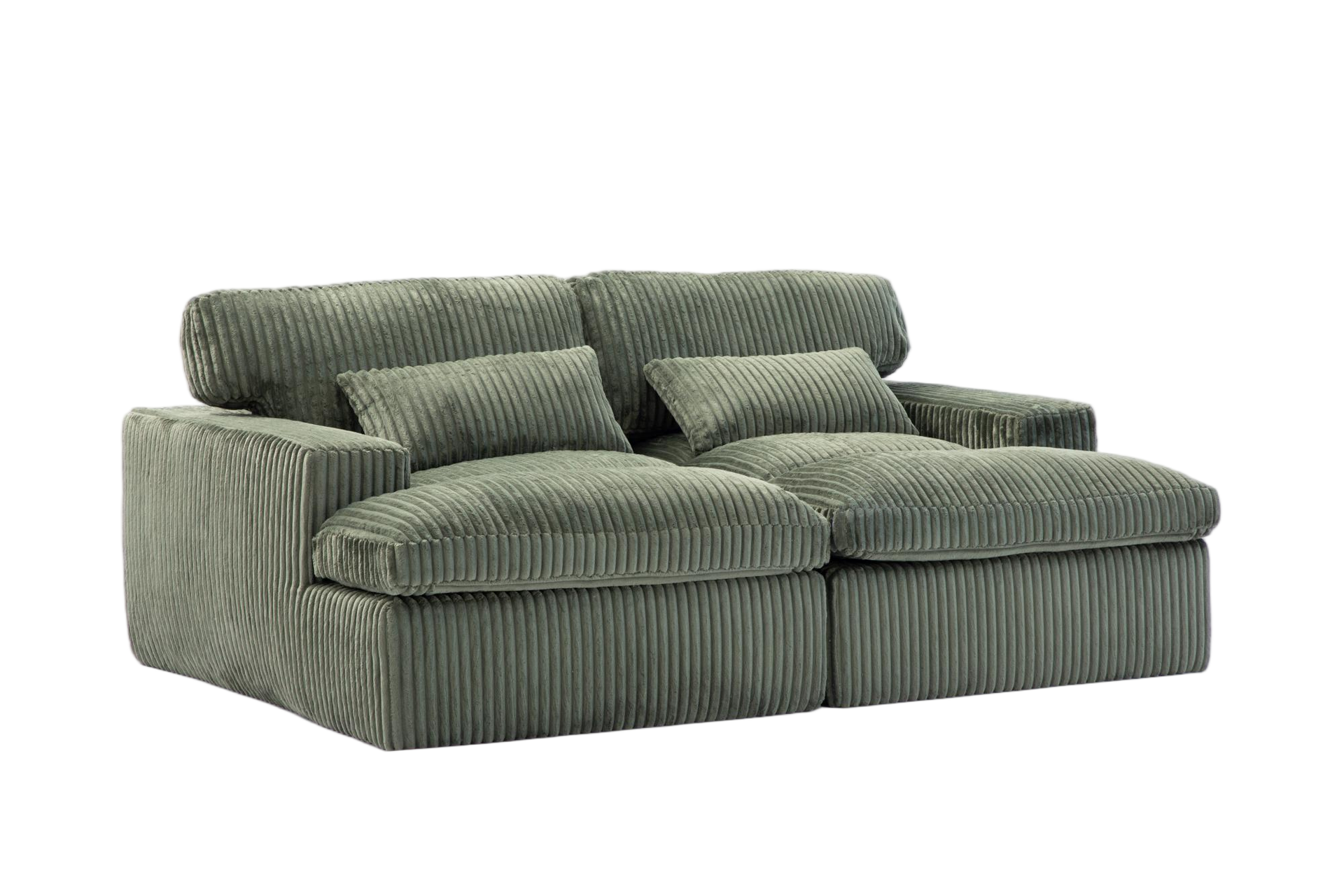 Double Chaise Lounge Chair Indoor,Oversized Upholstered Sleeper Cloud Couch,Deep Seat Luxury Sofa Bed,Sectional Sofa Chaise Love-seat,Corduroy Reading Chair for Living Room,No Assembly Required,Green