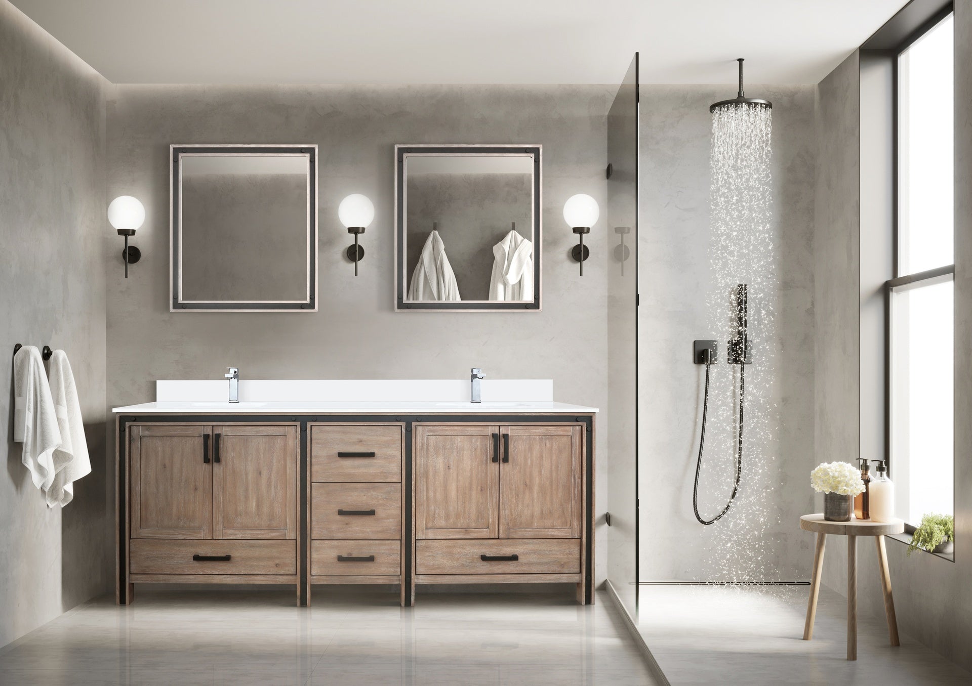 Rustic Barnwood Double Bath Vanity 80 in. W x 22 in. D