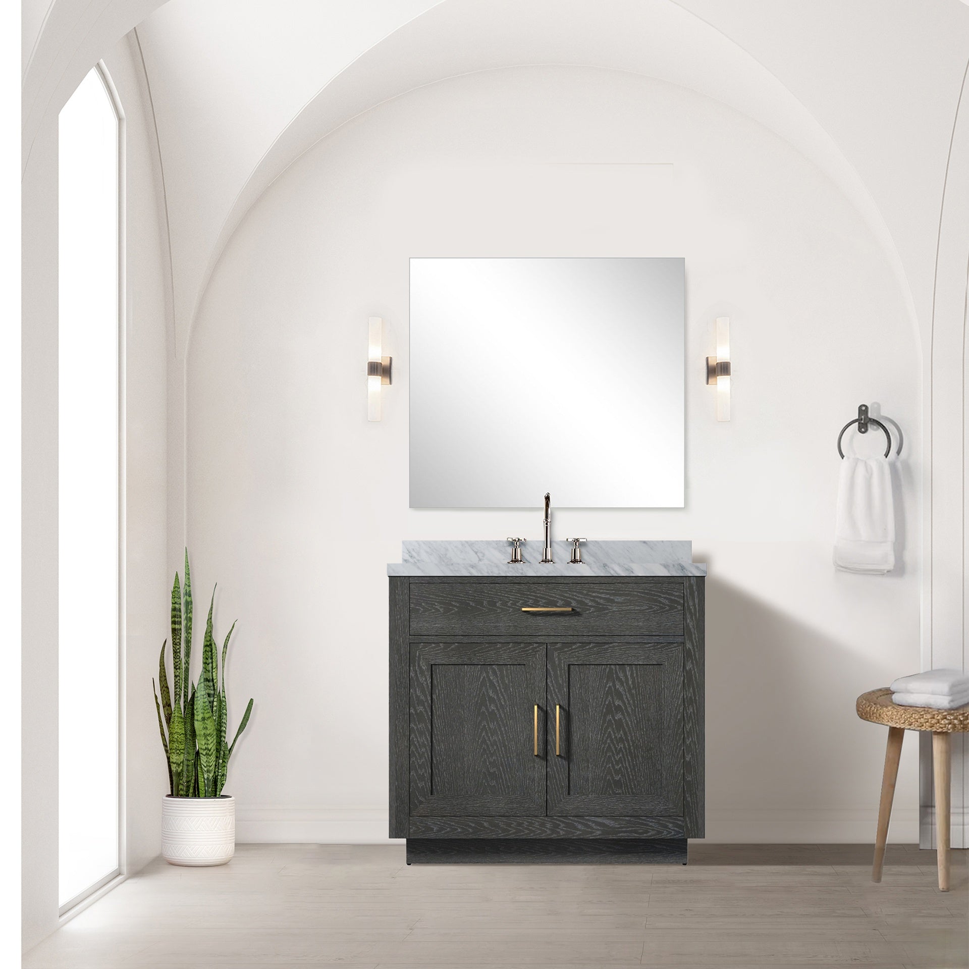 Black Oak Single Bath Vanity 36 in. W x 22 in. D