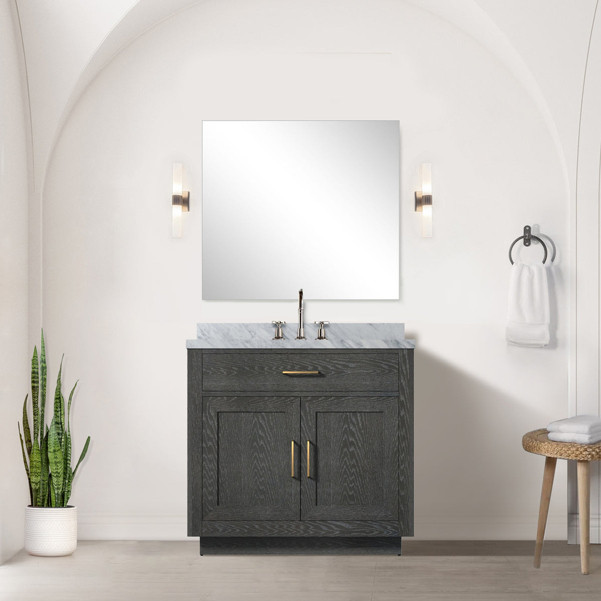 Black Oak Single Bath Vanity 36 in. W x 22 in. D