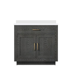 Black Oak Single Bath Vanity 36 in. W x 22 in. D, with Cultured Marble Top