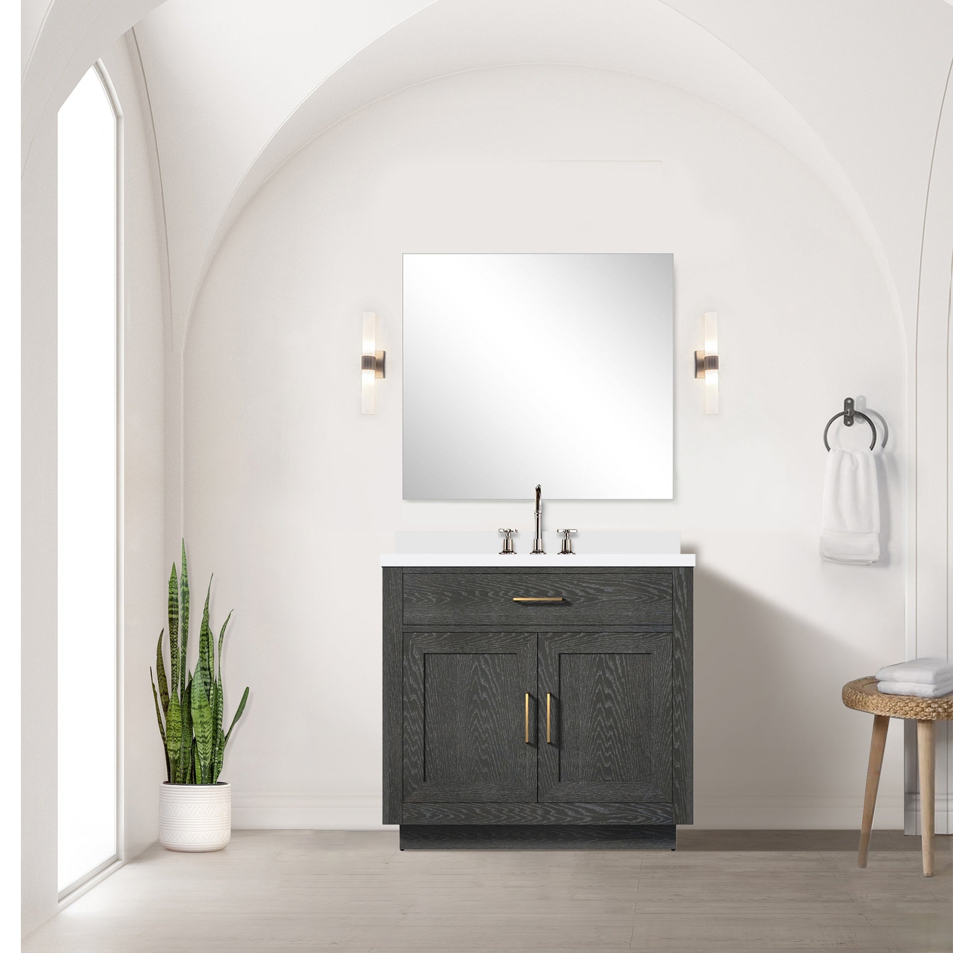 Black Oak Single Bath Vanity 36 in. W x 22 in. D, with Cultured Marble Top