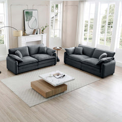 Modern Living Room Sofa Two-Piece Set, Suitable for Living room and Bedroom Sofa Set, Consists of two pieces of 2 Seater Sofa,Grey Corduroy