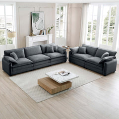 Family sofa set Deep Seat Sofa, Warm Sofa for Home Cinema and Living Room, One 2-Seater Sofa and One 3-Seater Sofa,Grey Corduroy