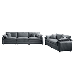 Family sofa set Deep Seat Sofa, Warm Sofa for Home Cinema and Living Room, One 2-Seater Sofa and One 3-Seater Sofa,Grey Corduroy