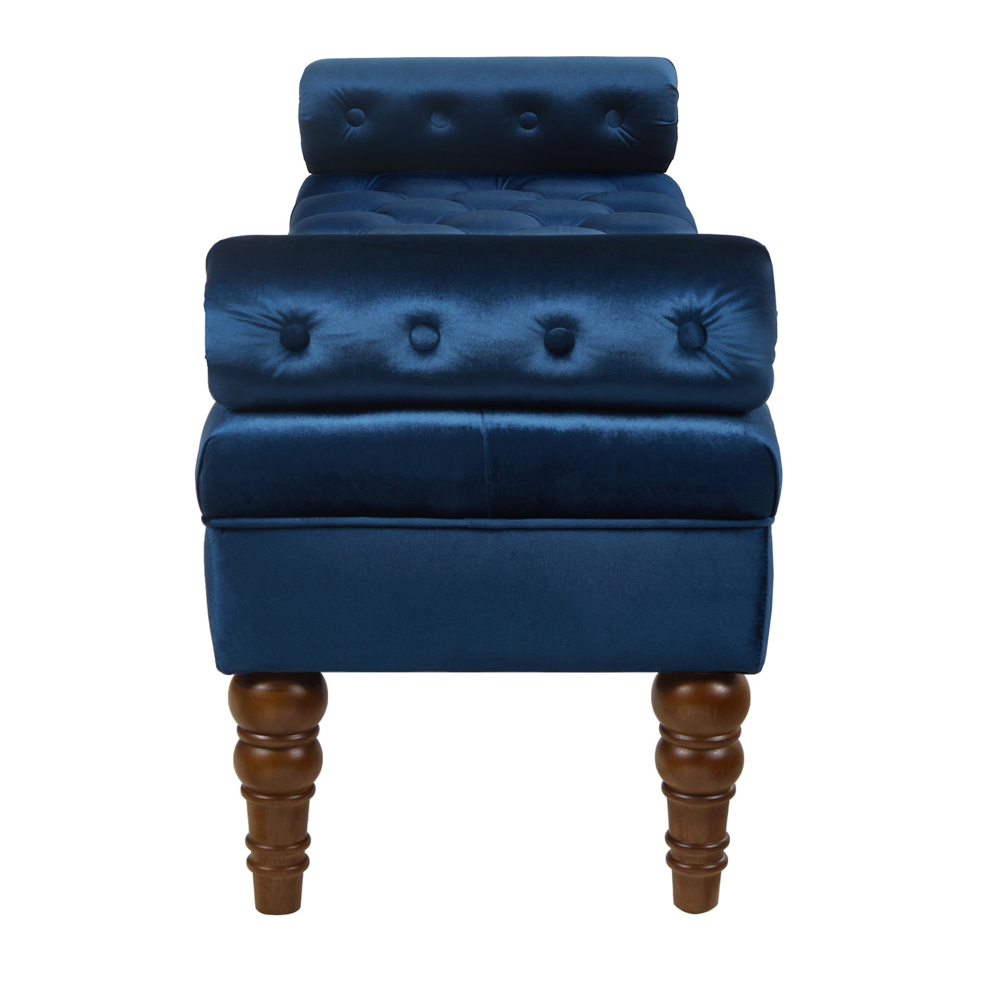 Velvet Long bed Bench for Bedroom,Upholstered Window Bench with Tufted Button,Entryway Bench,Bolster Bench for Living Room-Navy