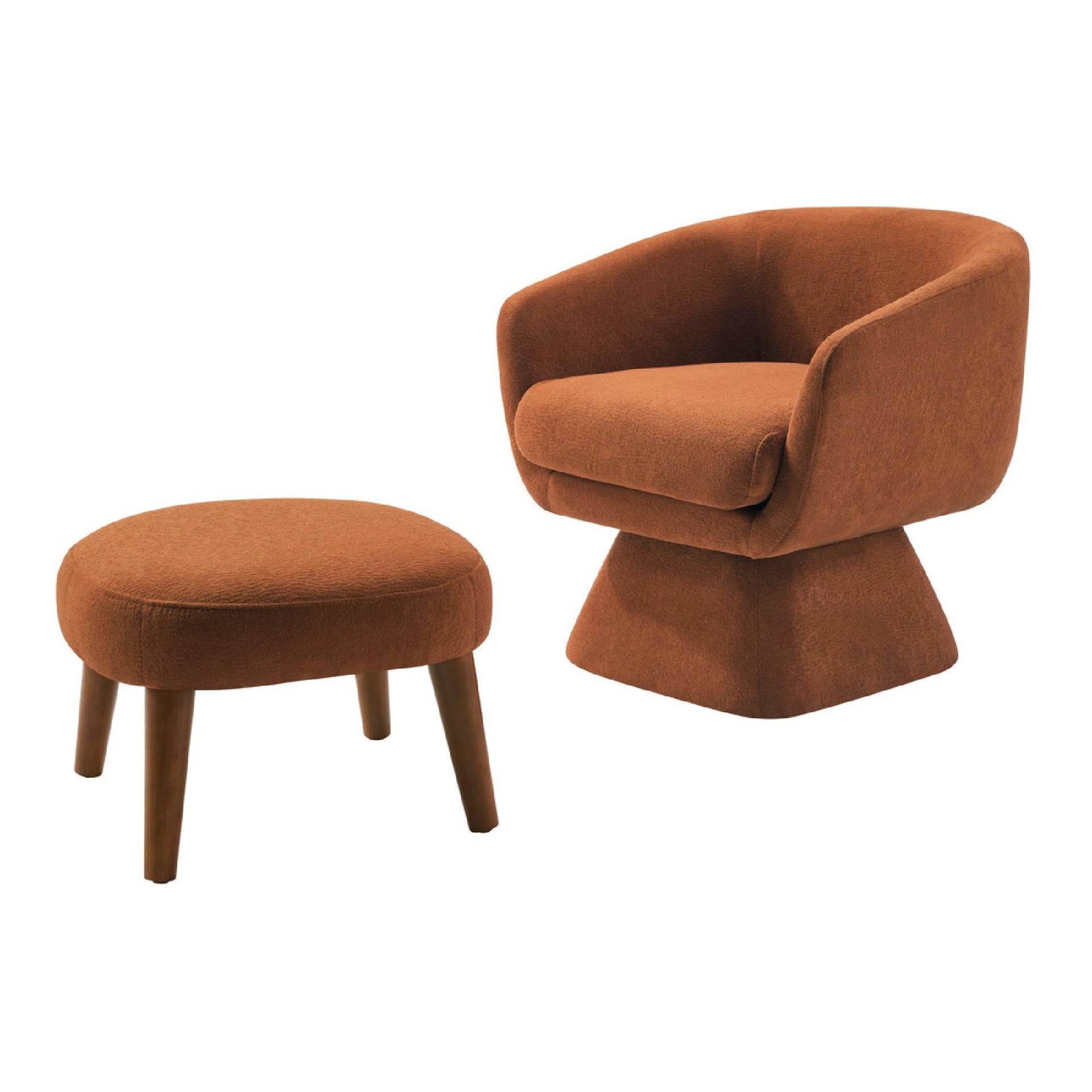 Lazy Chair with Ottoman, Modern Lounge Accent Chair, Leisure Upholstered Sofa Chair Reading Chair with Footrest for Small Space, Corner Chair