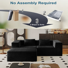 Modular Sectional Couches for Living Room with Deep Seat, Compression Sofa, Boneless Couches for Living Room, Boneless Upholstered Couches, No Assembly (2*Seat+1*Ottoman )