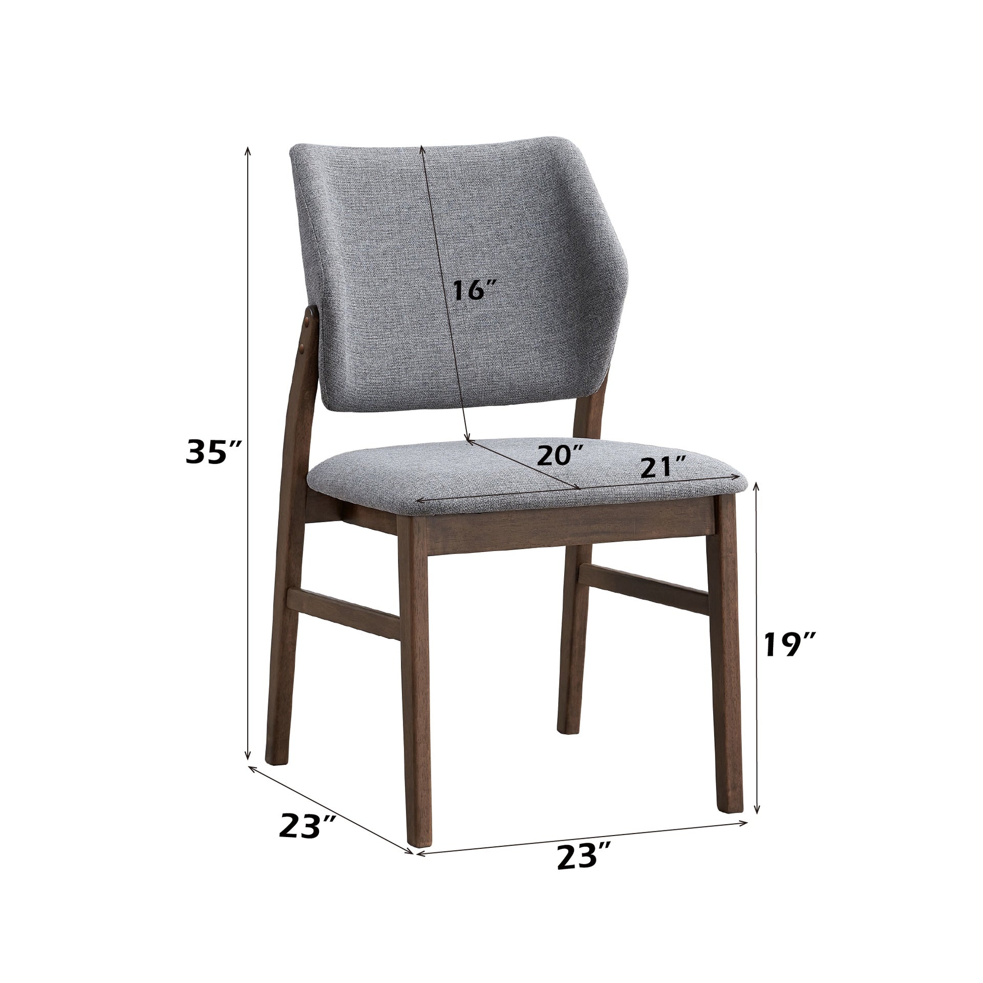 Sarha Light Gray Fabric & Walnut Finish Side Chair ( Set of 2)