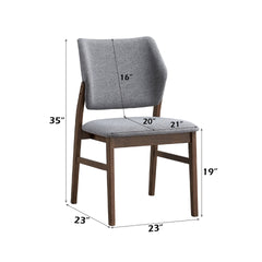 Sarha Light Gray Fabric & Walnut Finish Side Chair ( Set of 2)