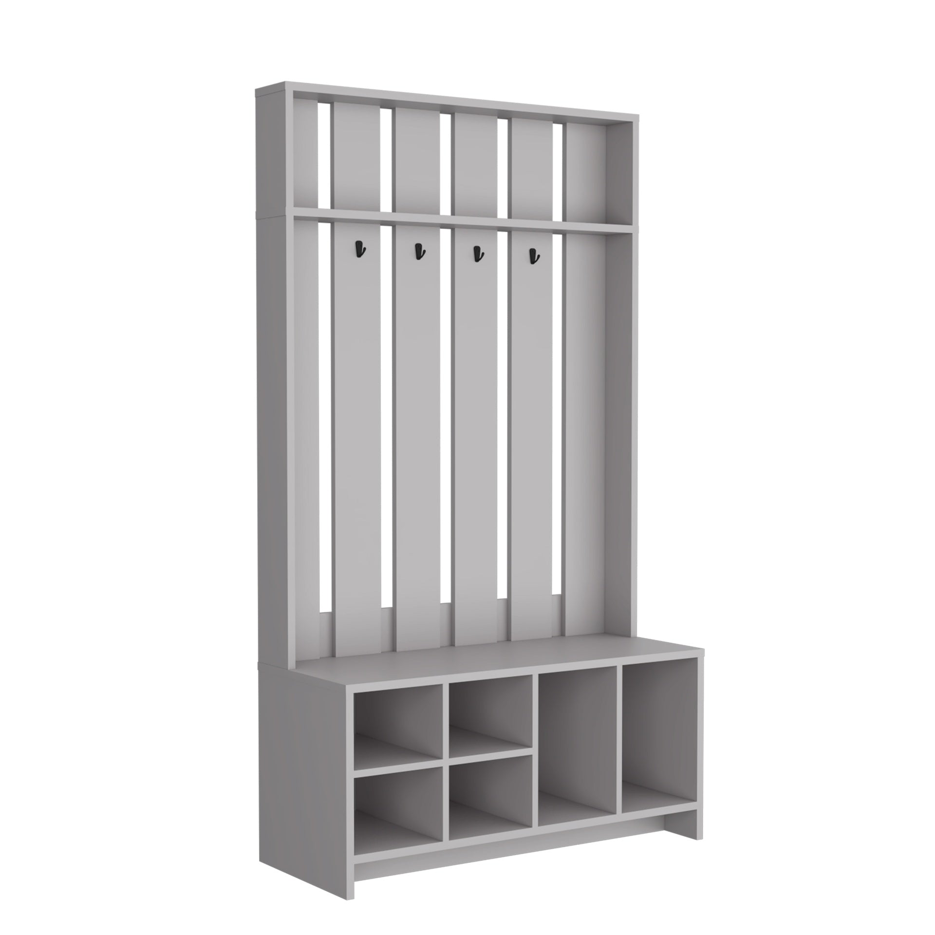 Tulcan 38" Wide Hall Tree with Bench and Shoe Storage, Entryway  Bench with Coat Rack