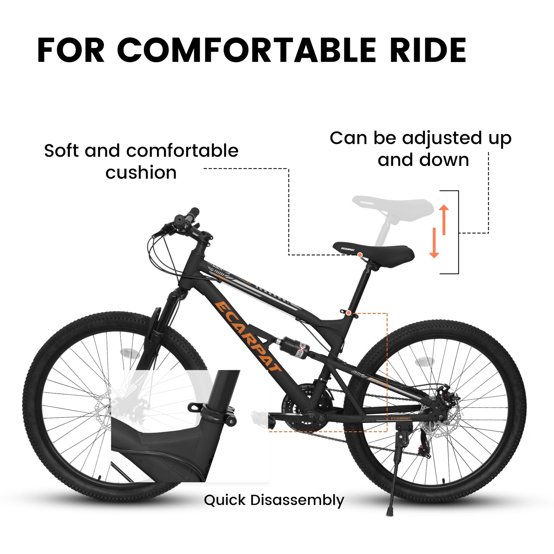 A26207 26 Inch Steel Frame Shock Fork Plus Shock Absorber 21-speed Unisex Mountain Bike