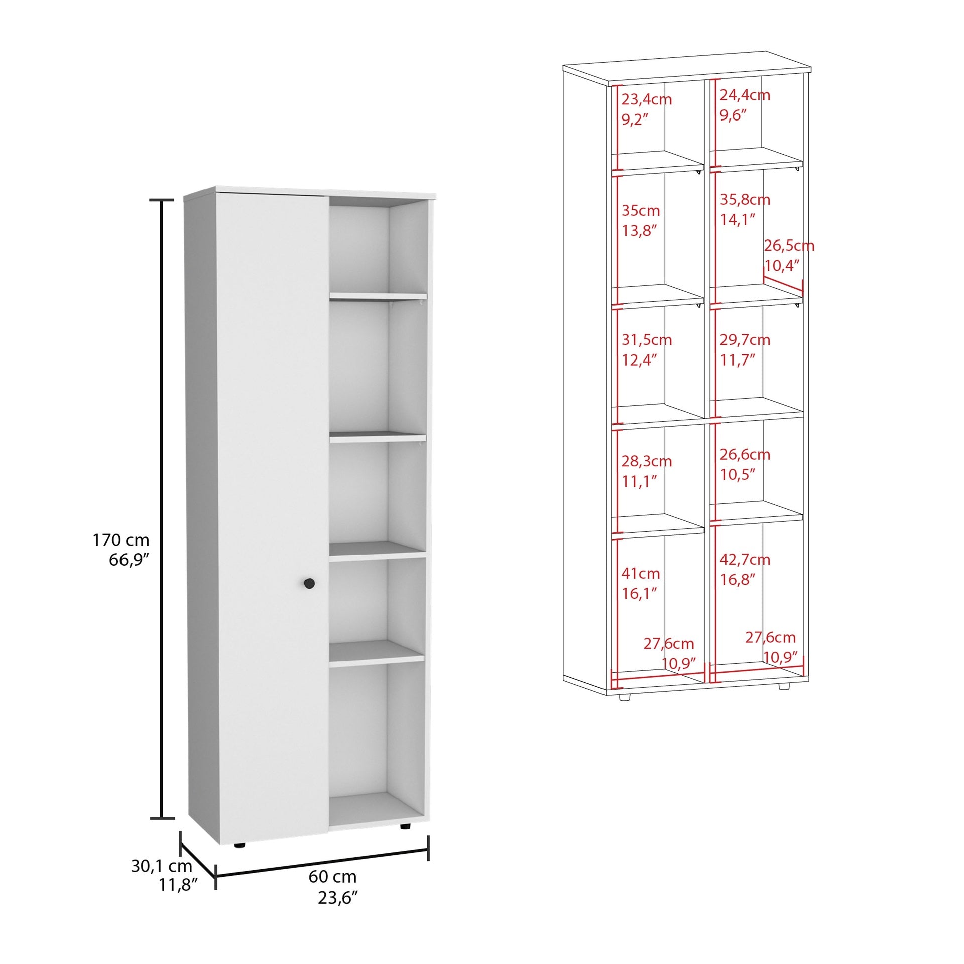 Hoyt Kitchen Pantry Storage Cabinet With and Five Interior and Exterior Shelves