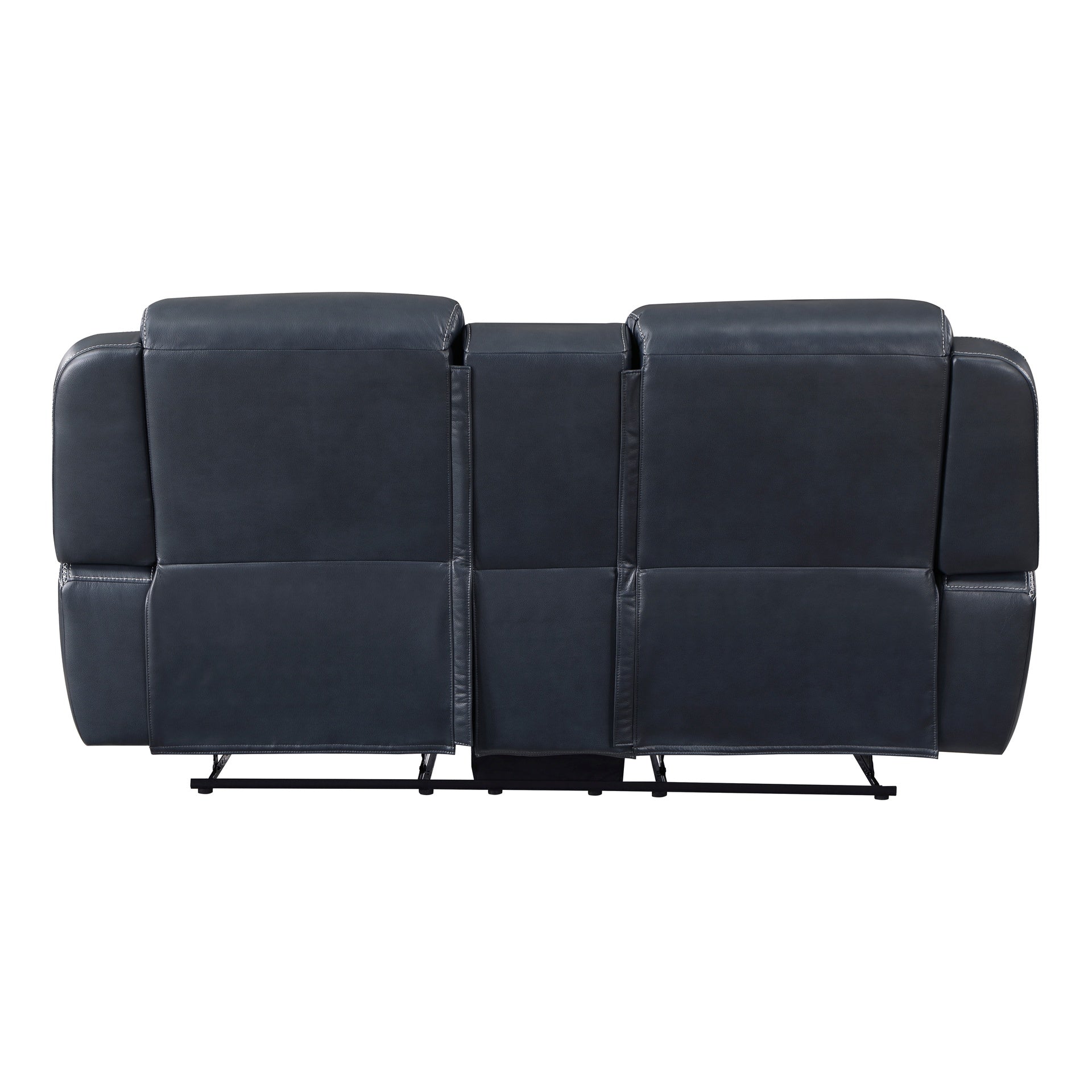 Modern Blue Dual Reclining Loveseat with Center Console, Breathable Faux Leather Upholstery, USB Ports Living Room Furniture 1pc