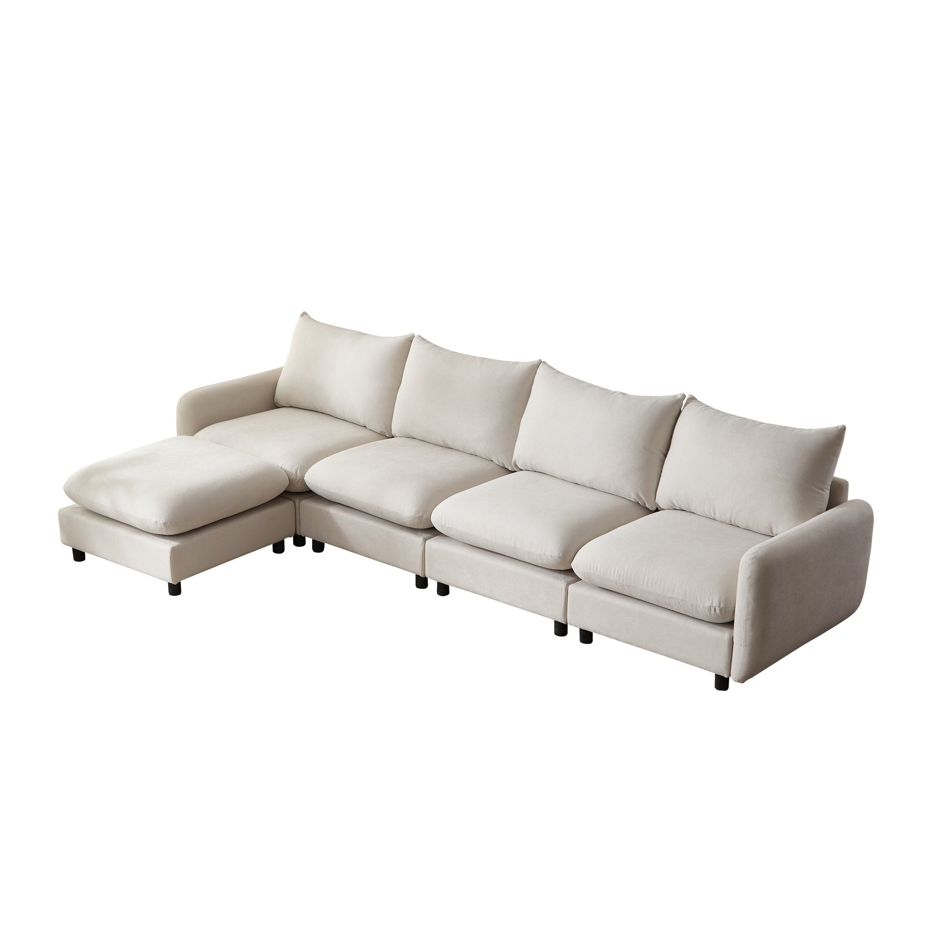 130 in. oversize 5-Piece L Shaped Modular Free Combination Sectional Sofa Couch with Ottoman for Living Room and Spacious Space