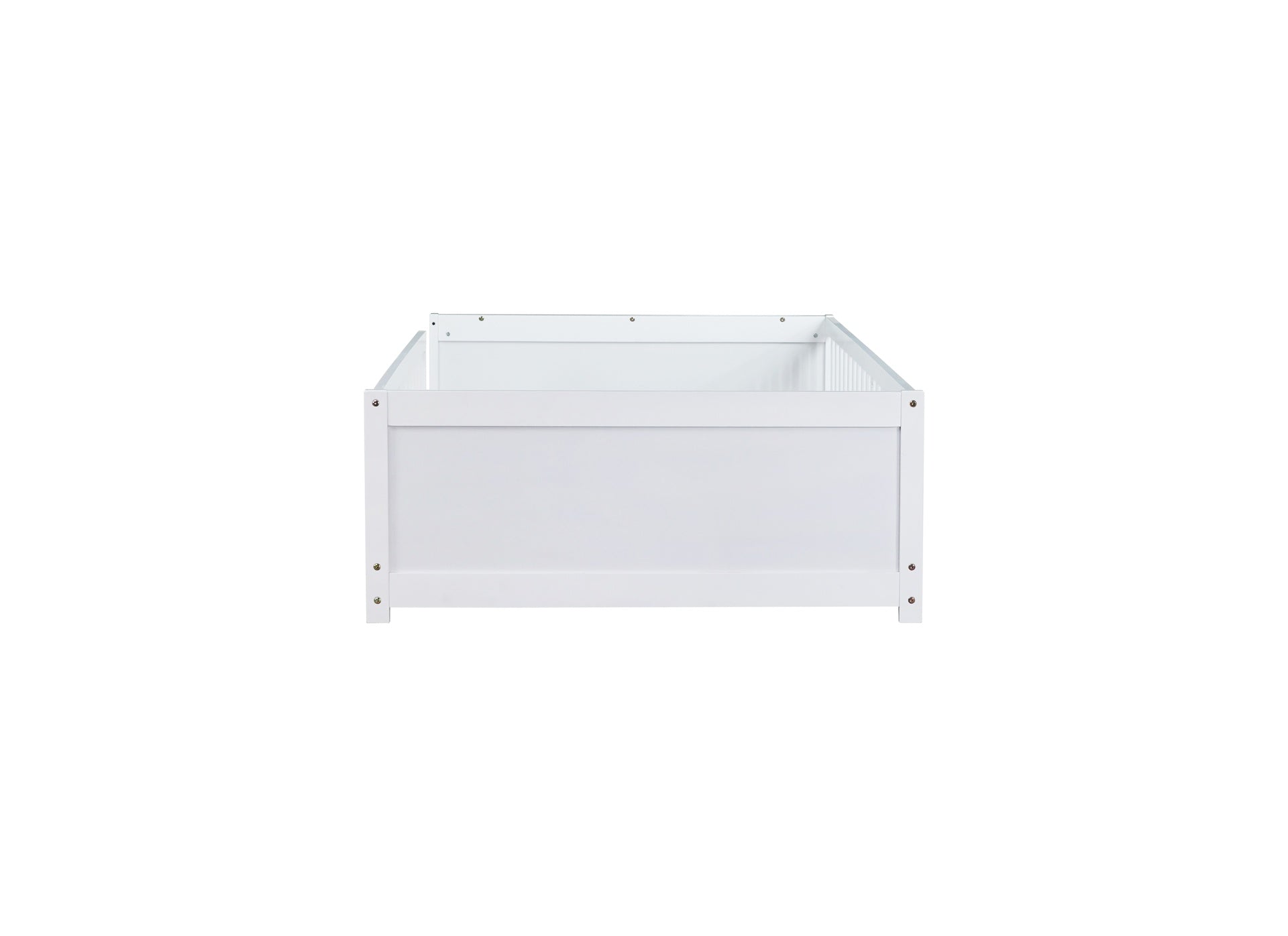Twin size Floor Platform Bed with Built-in Book Rack,White(Old Sku:W504P143307)