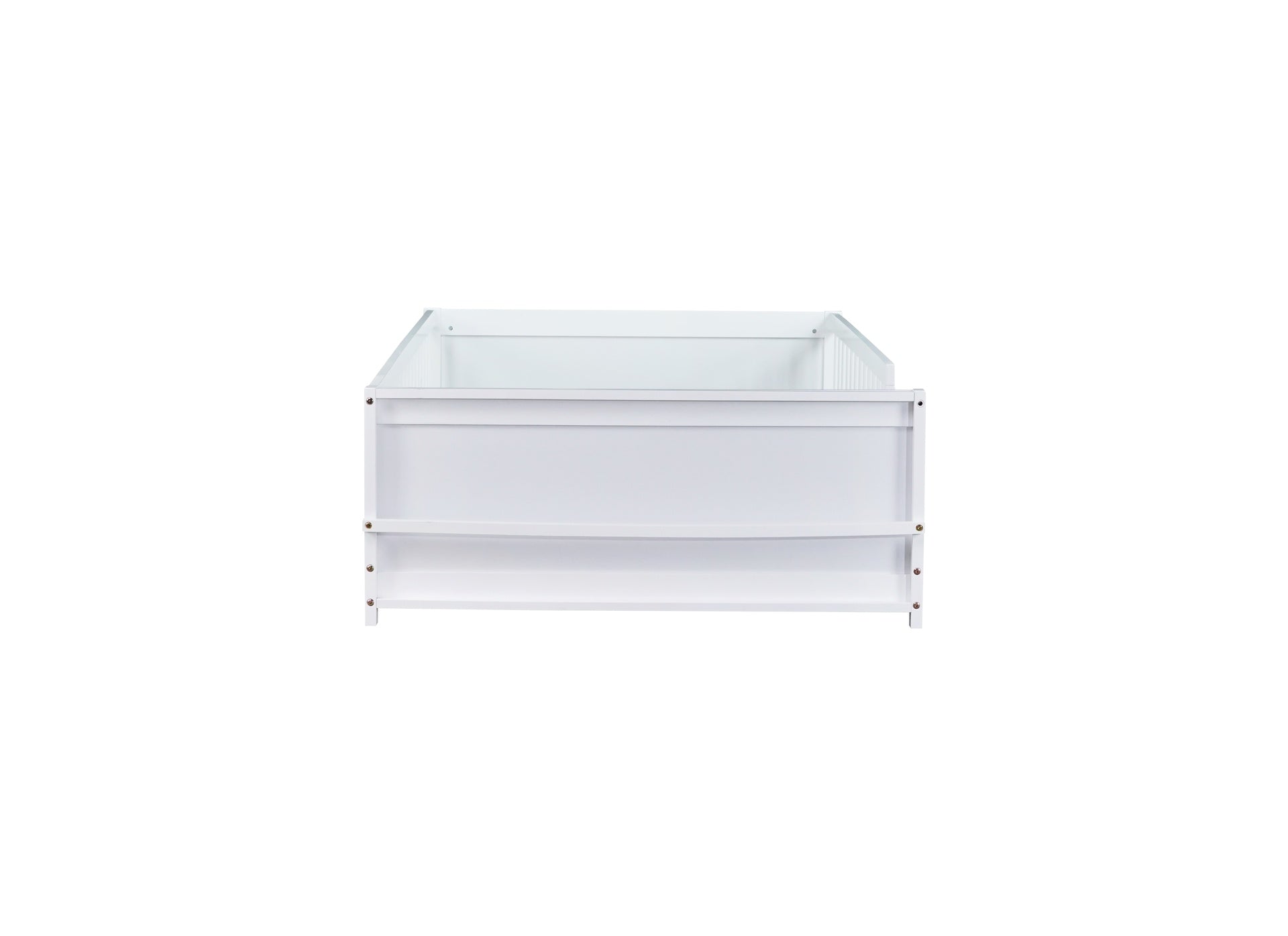 Twin size Floor Platform Bed with Built-in Book Rack,White(Old Sku:W504P143307)