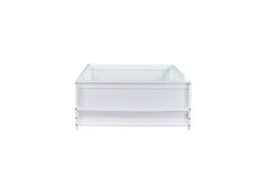 Twin size Floor Platform Bed with Built-in Book Rack,White(Old Sku:W504P143307)