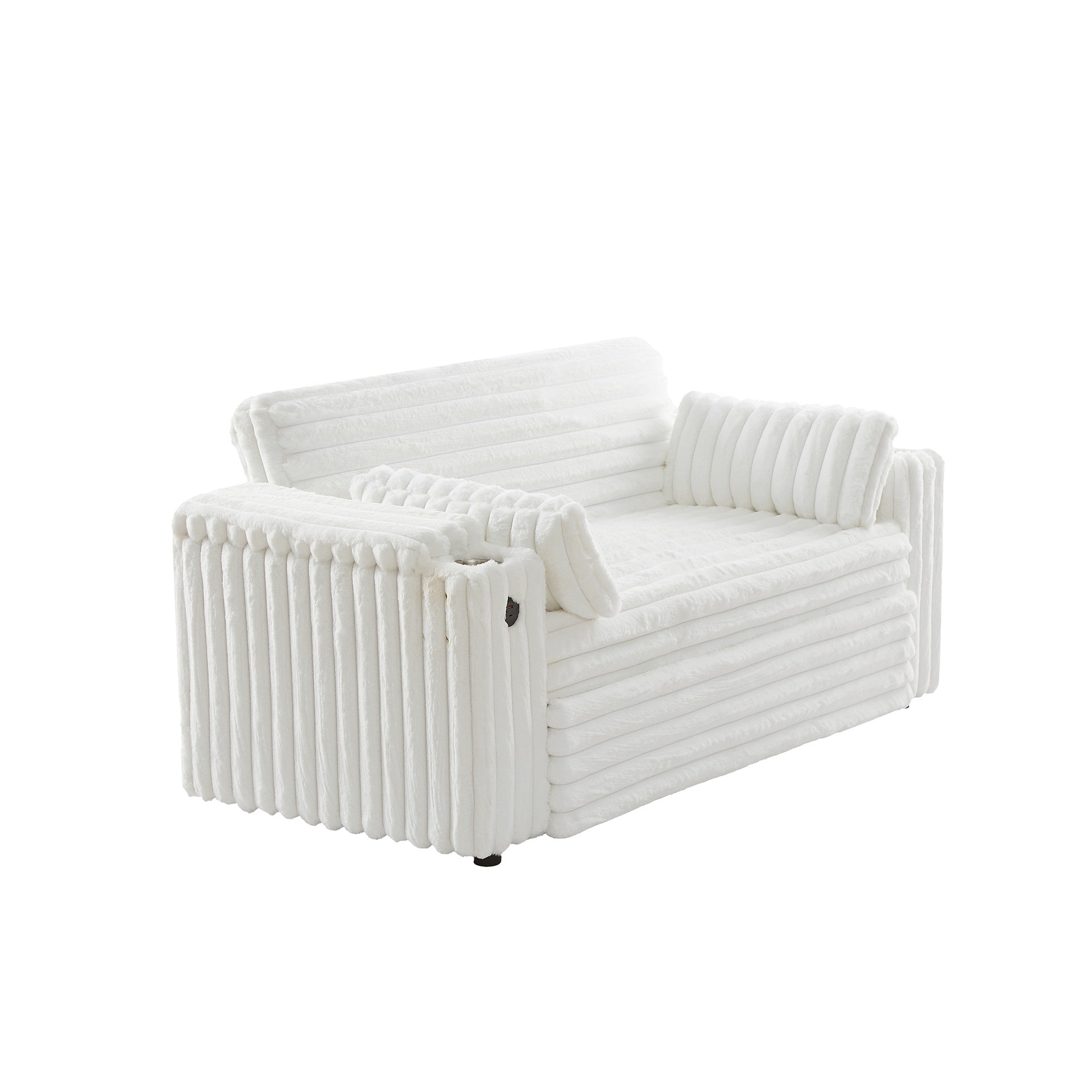 NEW White Loveseat Sleeper Sofa with Storage Armrest ,USB Port