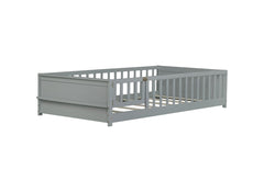 Twin Size Floor Bed with Built-in Book Rack and Door,Grey(Old Sku:W504P143311)