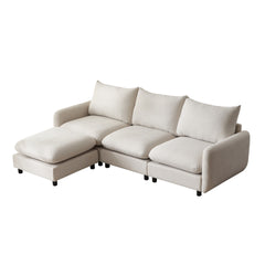 99 in. 4-Piece L Shaped Modular Free Combination Sectional Sofa Couch with Ottoman