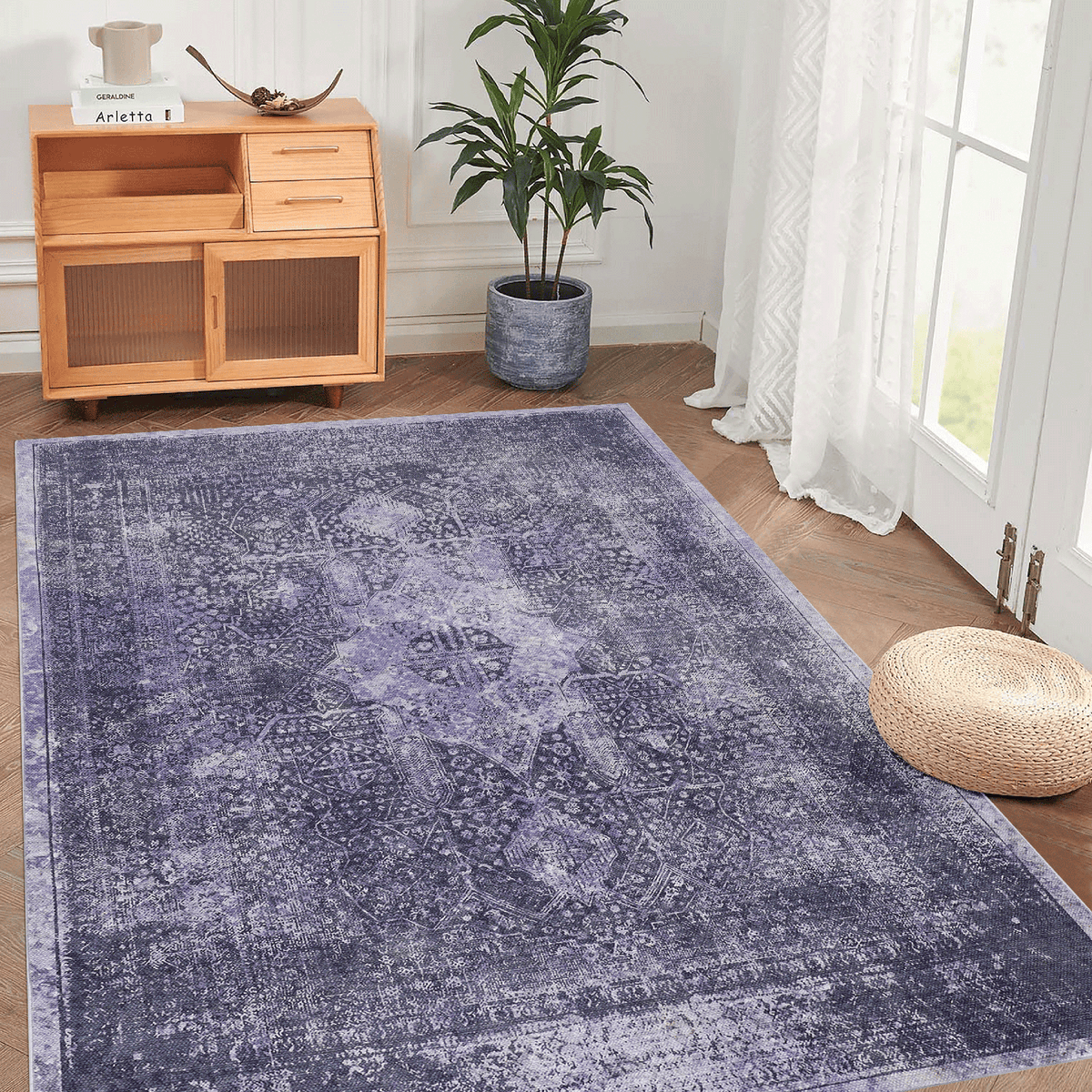 MAVAL Anthracite Washable Rug 6x9 Area Rug (Anthracite, 6' x 9')