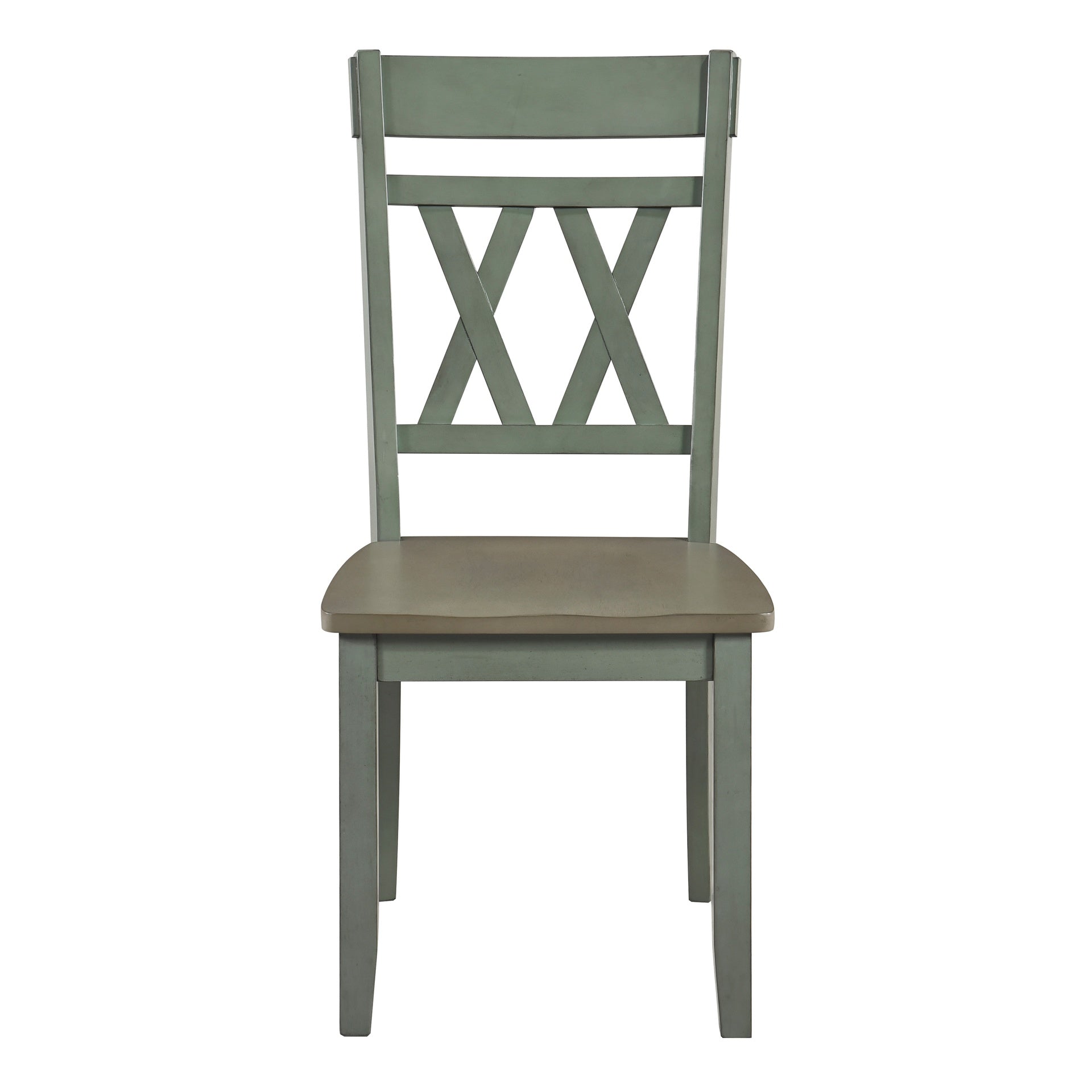 Modern Design Side Chairs 2pc Set Antique Teal Finish Wood Frame Classic X-Back Farmhouse Contemporary Dining Furniture