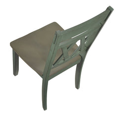 Modern Design Side Chairs 2pc Set Antique Teal Finish Wood Frame Classic X-Back Farmhouse Contemporary Dining Furniture