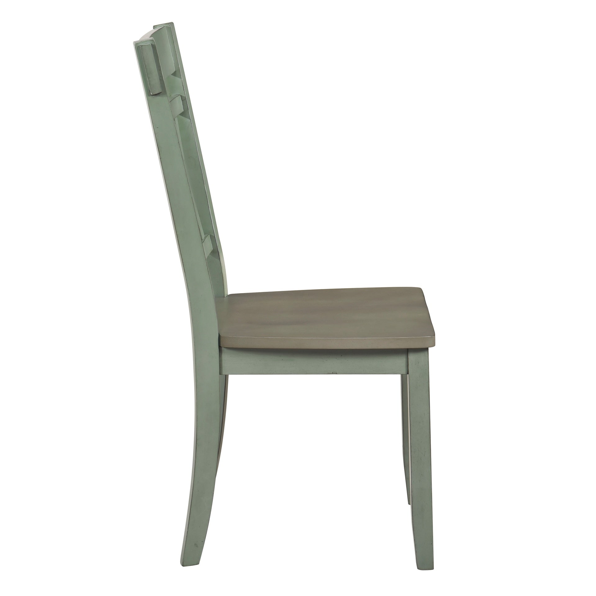 Modern Design Side Chairs 2pc Set Antique Teal Finish Wood Frame Classic X-Back Farmhouse Contemporary Dining Furniture
