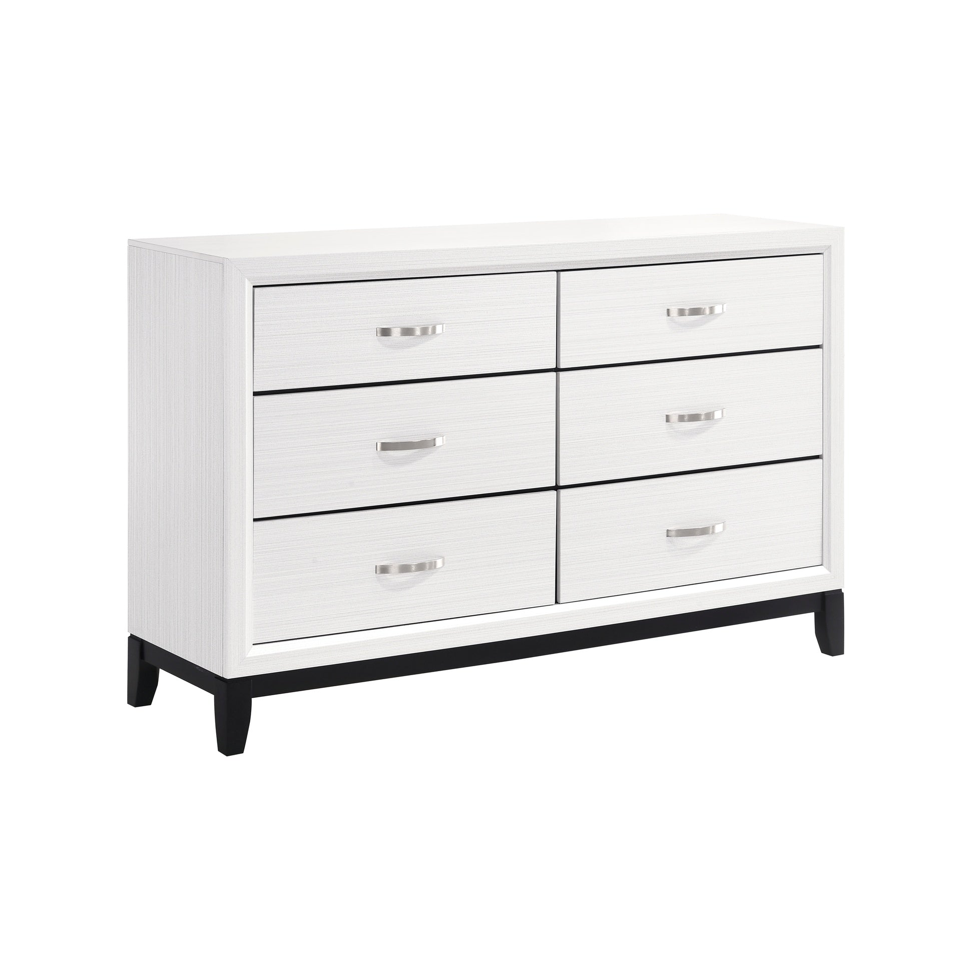Modern Contemporary White Finish Storage Dresser of 6x Drawers 1pc Wooden Bedroom Furniture