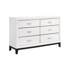 Modern Contemporary White Finish Storage Dresser of 6x Drawers 1pc Wooden Bedroom Furniture