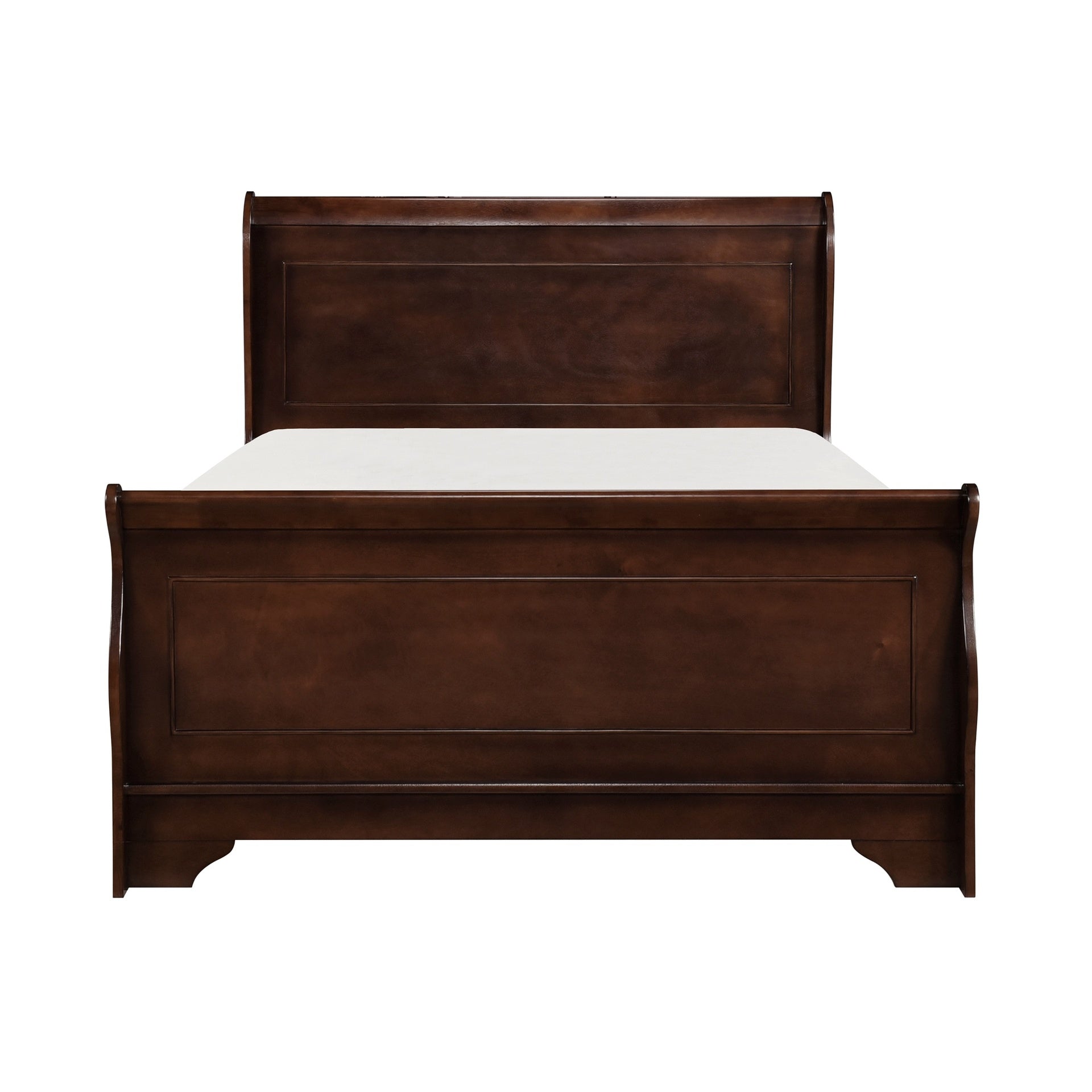 Traditional Louis Philippe Style Queen Bed Dark Cherry Finish Wooden Bedroom Furniture 1pc