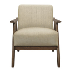 Modern Home Furniture Light Brown Fabric Upholstered 1pc Accent Chair Walnut Finish Wood Cushion Back and Seat Furniture