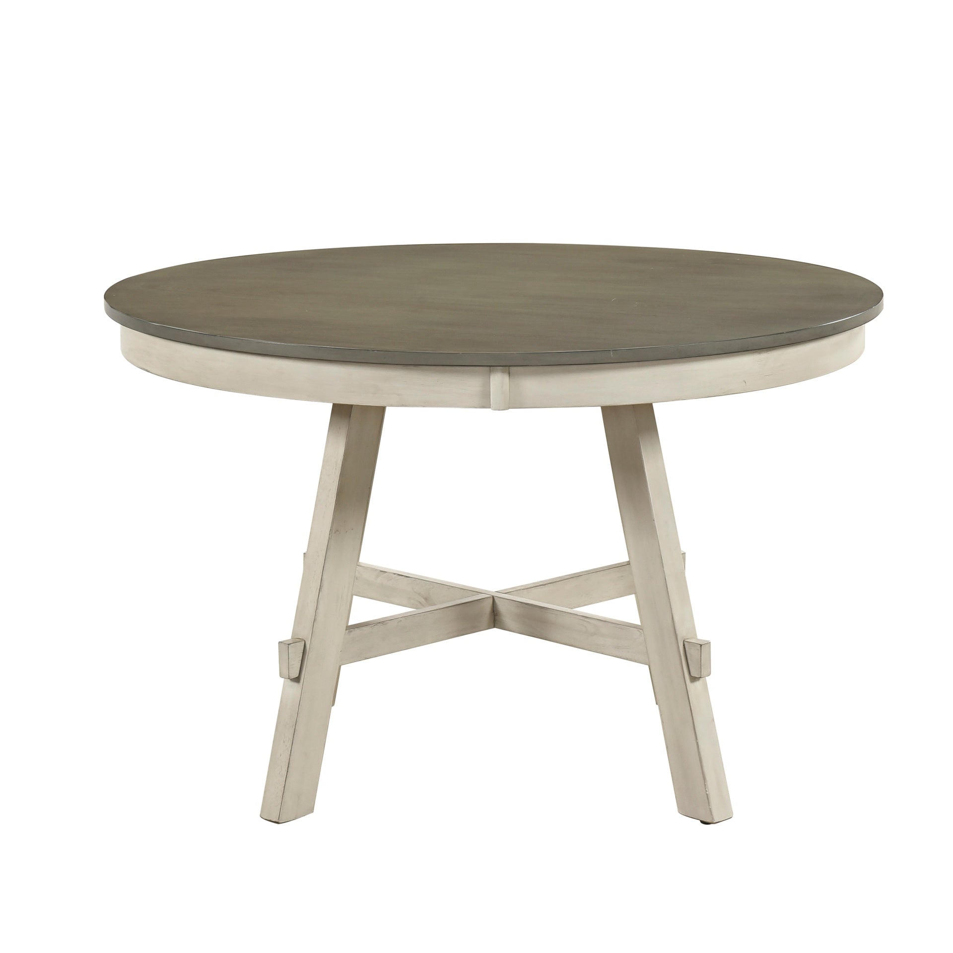 Contemporary Farmhouse Style Round Dining 5Pcs Set Table and 4x Side Chairs Wooden Furniture Antique White Gray Teal Finish