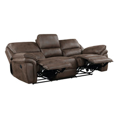 Plush Modern Design Living Room Reclining Sofa Brown Microfiber Upholstery Solid Wood Frame Furniture 1pc