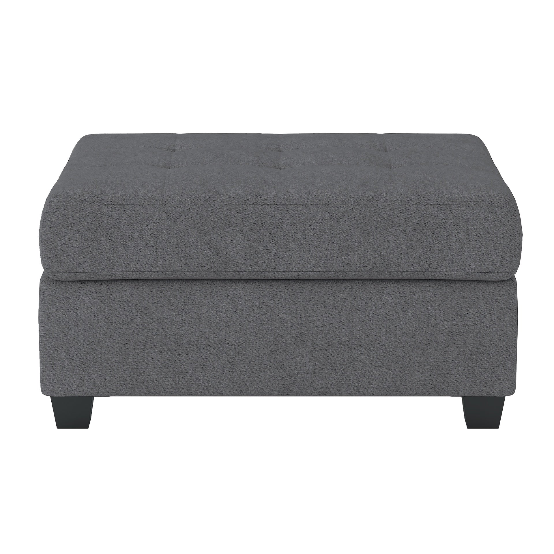 Modern Living Room 1pc Storage Ottoman Tufted Top Dark Gray Fabric Upholstery Solid Wood Furniture