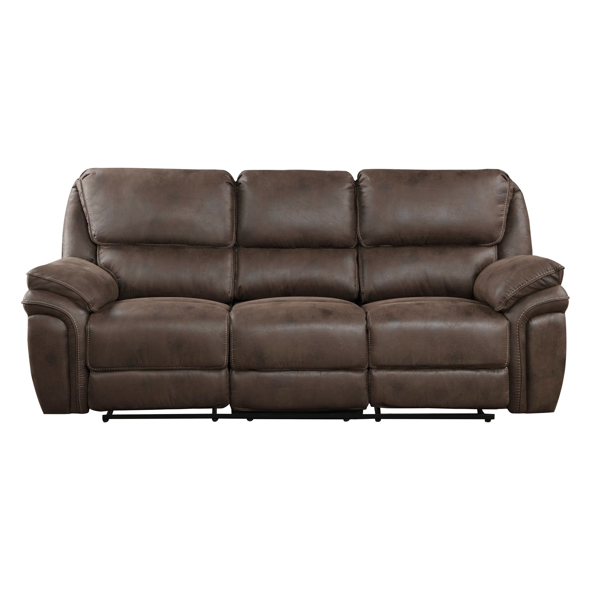 Plush Modern Living Room Sofa Set 2pc Reclining Sofa and Loveseat Brown Microfiber Upholstery Solid Wood Frame Furniture