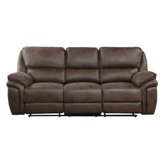 Plush Modern Living Room Sofa Set 2pc Reclining Sofa and Loveseat Brown Microfiber Upholstery Solid Wood Frame Furniture