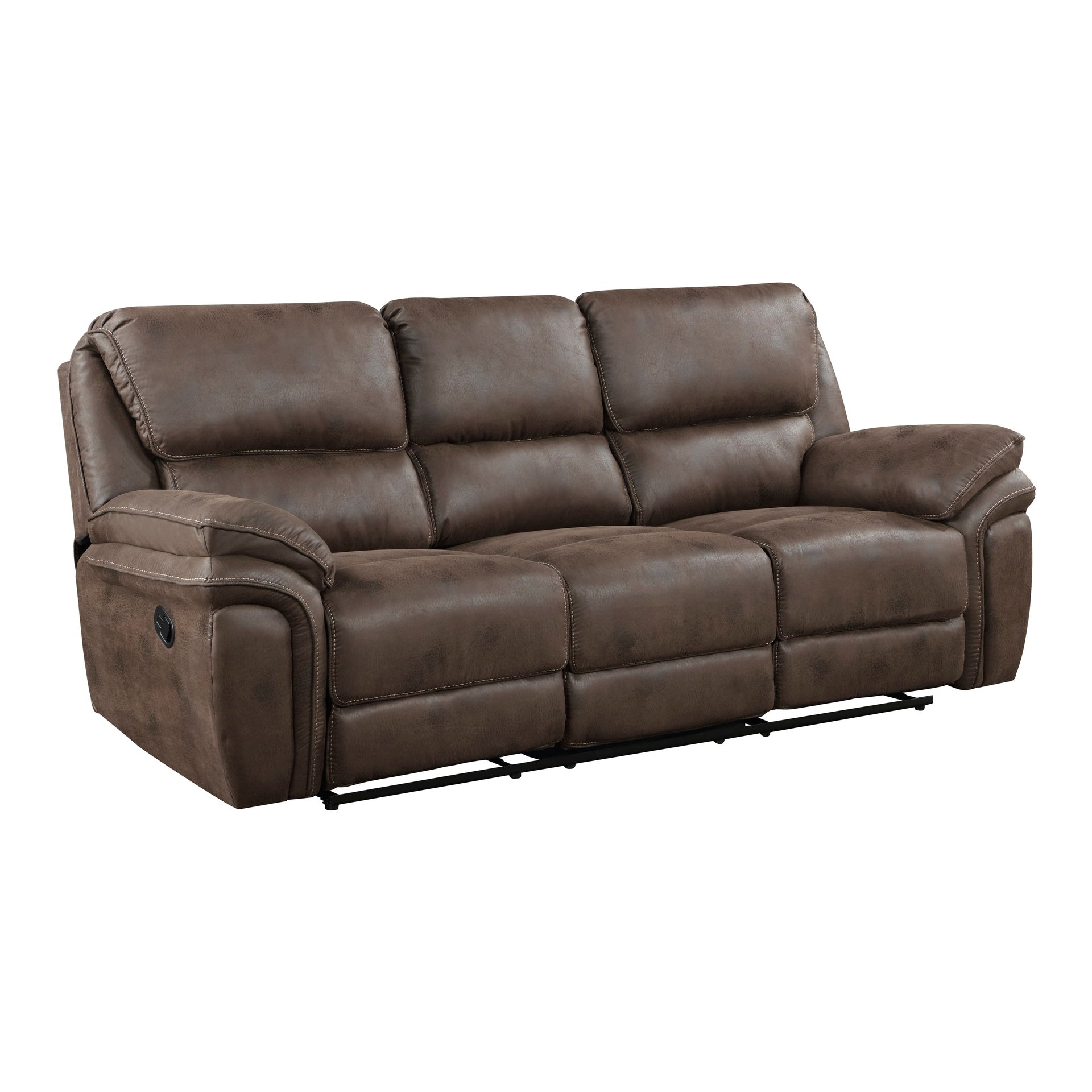Plush Modern Living Room Sofa Set 2pc Reclining Sofa and Loveseat Brown Microfiber Upholstery Solid Wood Frame Furniture