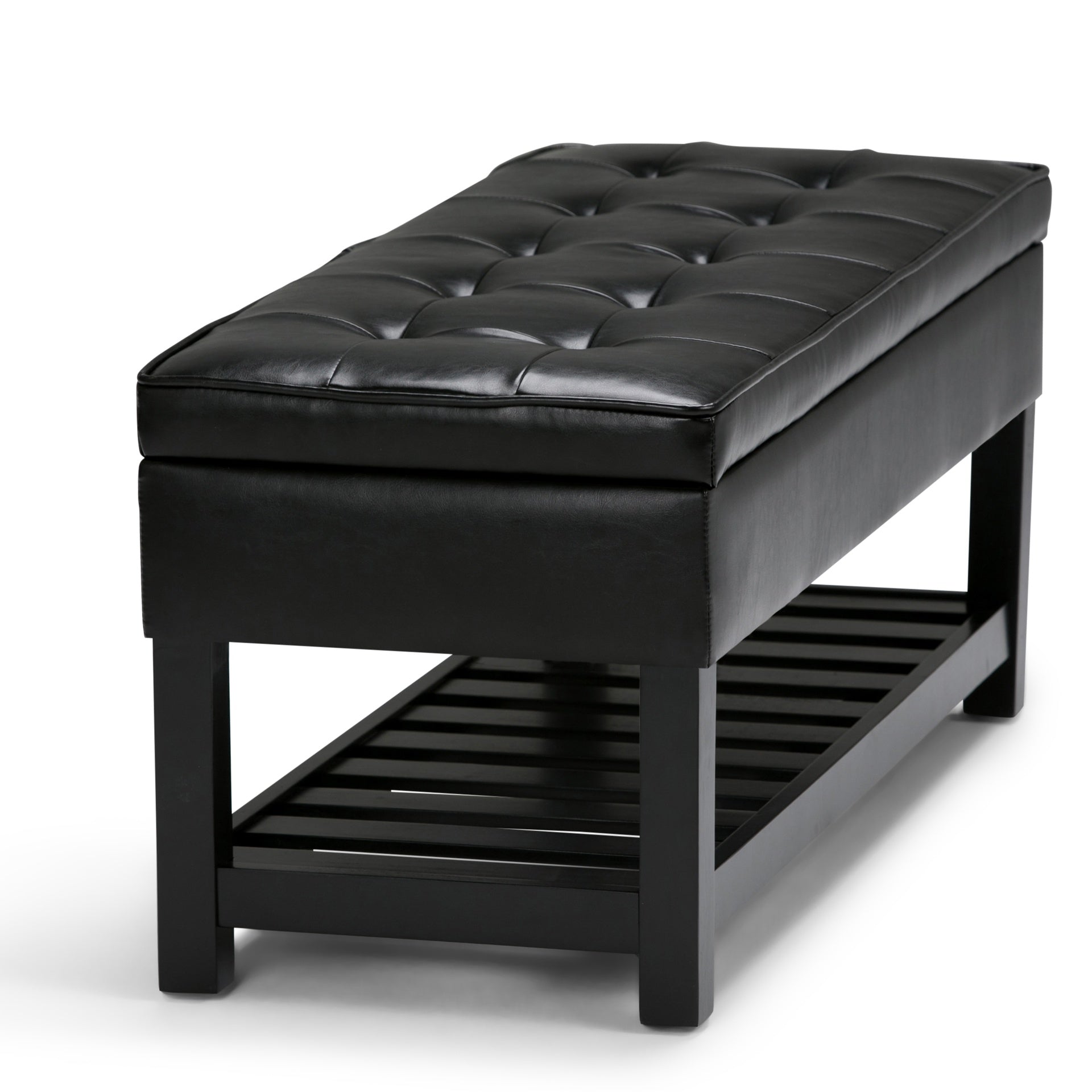 Cosmopolitan - Storage Ottoman Bench with Open Bottom - Midnight Black