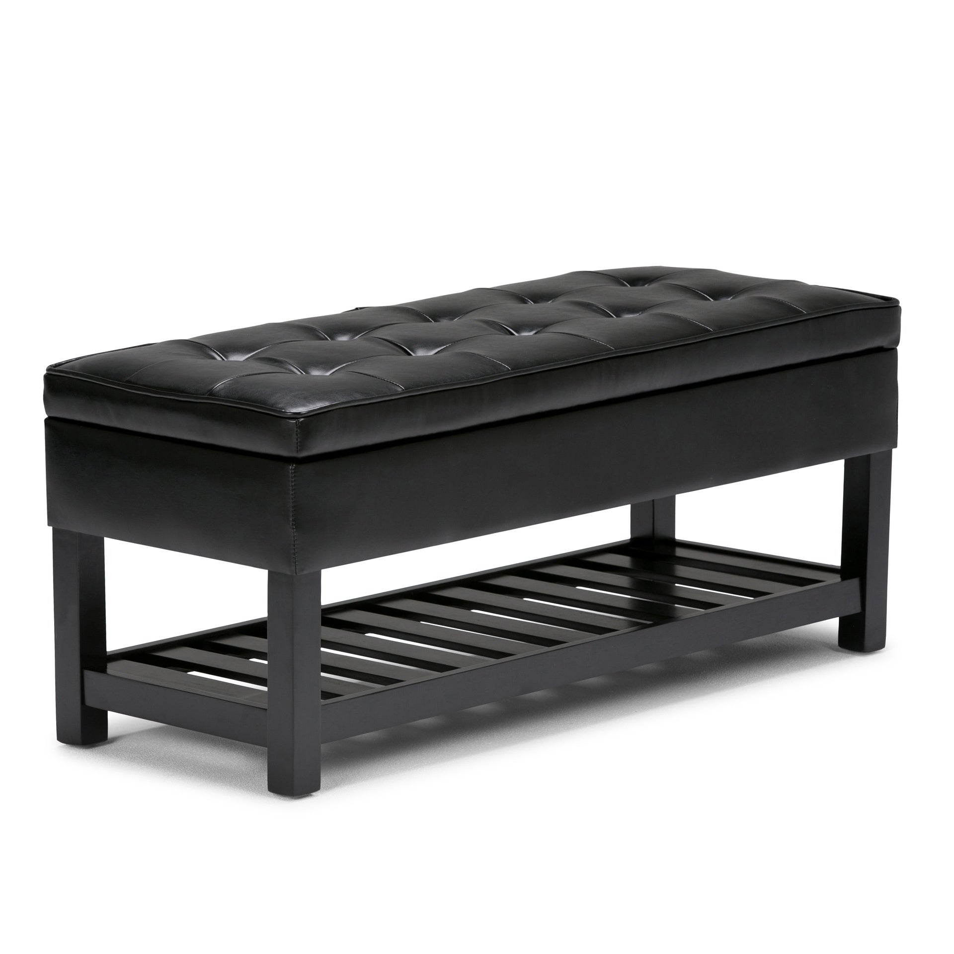 Cosmopolitan - Storage Ottoman Bench with Open Bottom - Midnight Black