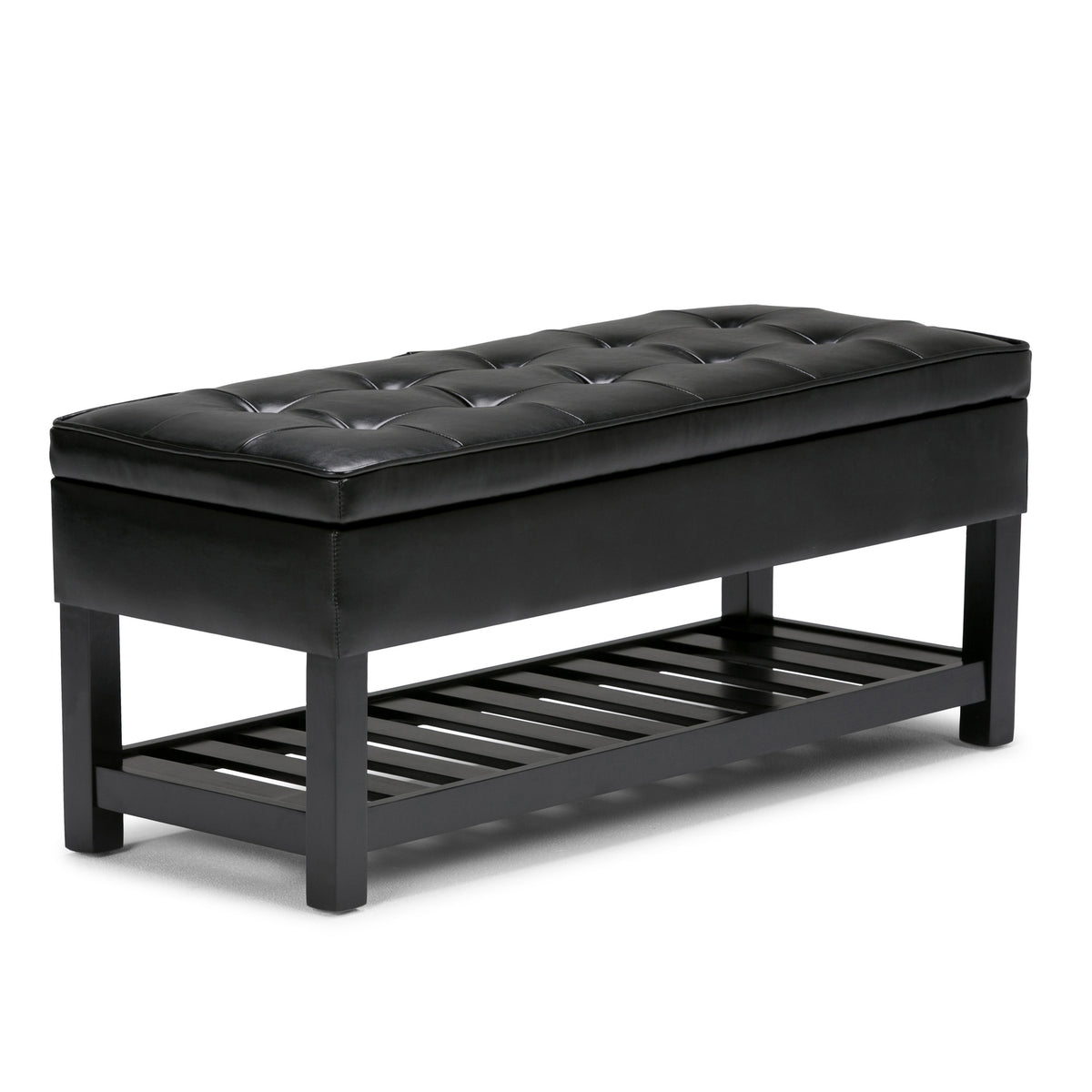 Cosmopolitan - Storage Ottoman Bench with Open Bottom - Midnight Black