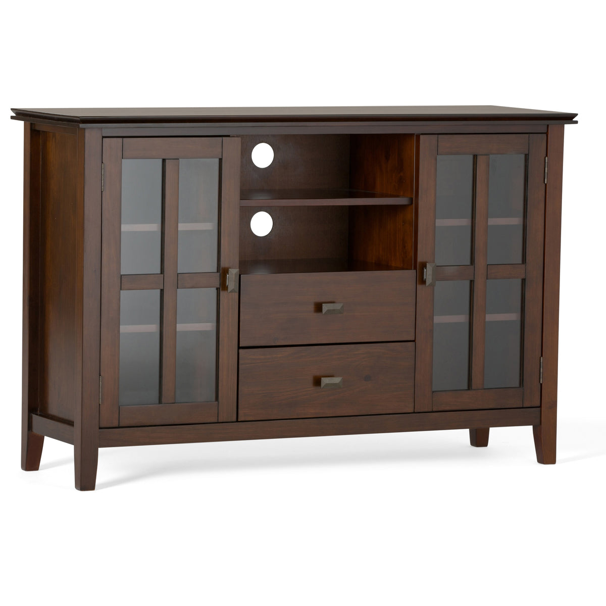 Artisan 53 inch Wide Solid Wood Tall TV Stand in Russet Brown For TVs up to 60 inches