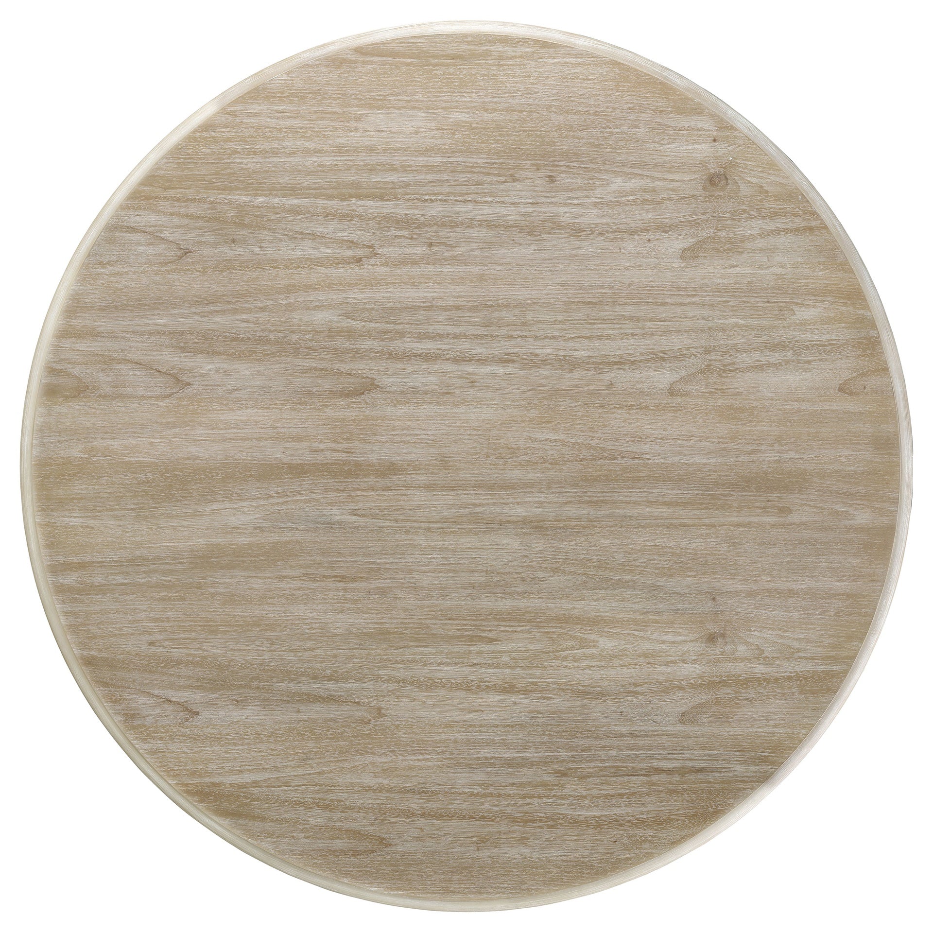 Verdugo White Washed Round Dining Table with Pedestal Base