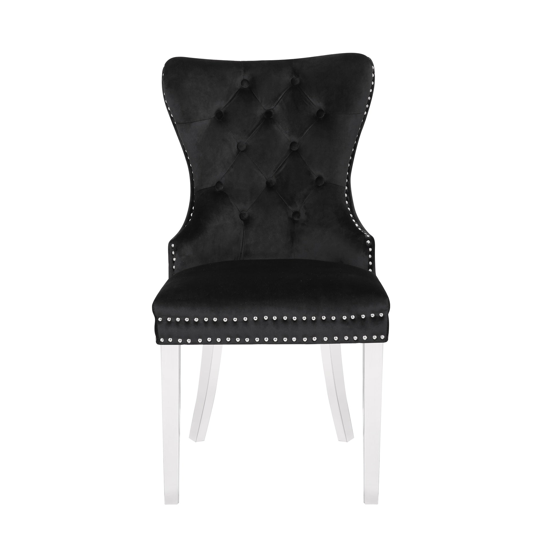 Erica 2PC stainless steel Legs chairs made with Tufted Upholstered Velvet Fabric Black