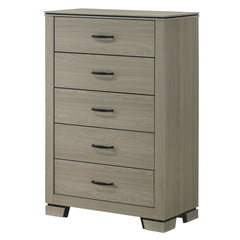 Modern Sleek Design Five Drawers Storage Chest 1pc Gray Finish Wooden Bedroom Furniture