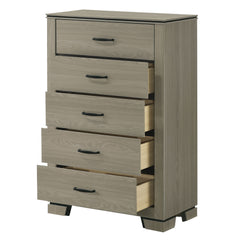 Modern Sleek Design Five Drawers Storage Chest 1pc Gray Finish Wooden Bedroom Furniture