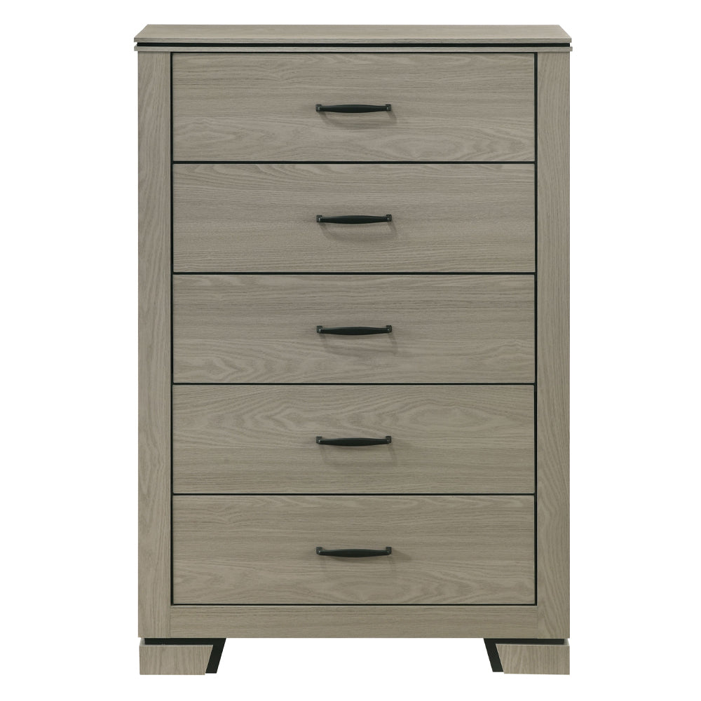 Modern Sleek Design Five Drawers Storage Chest 1pc Gray Finish Wooden Bedroom Furniture