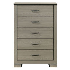 Modern Sleek Design Five Drawers Storage Chest 1pc Gray Finish Wooden Bedroom Furniture